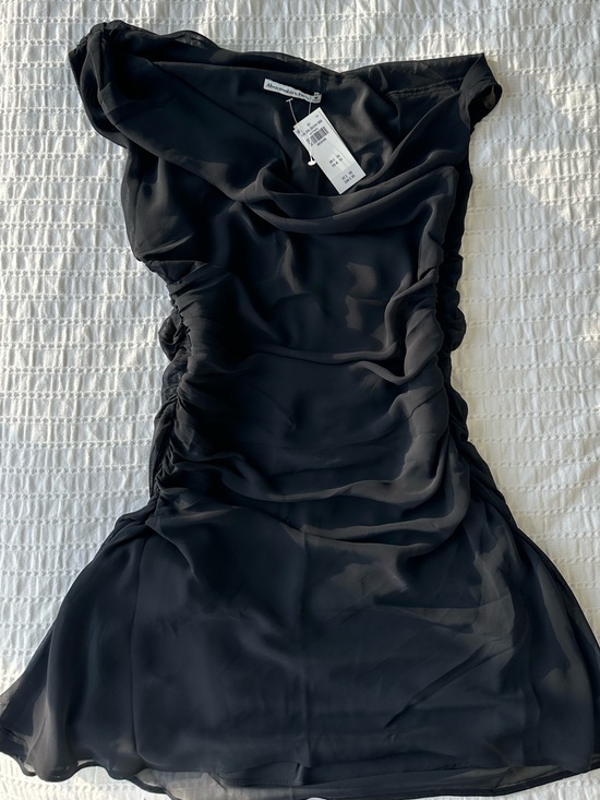 Abercrombie & Fitch Dresses & Skirts - Abercrombie & Fitch: Black Off Shoulder Ruched Chiffon Mini Dress
